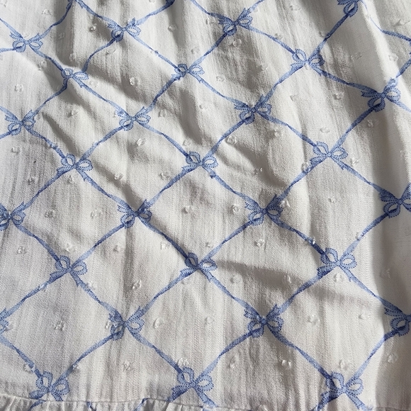 Blu Pepper White Smocked Midi Dress Womens Size M Blue Bow Pattern Coquette Doll - Picture 8 of 13